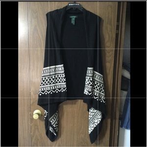 Ralph Lauren black/white sleeveless cardigan